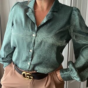 Luxe Green Silky Blouse